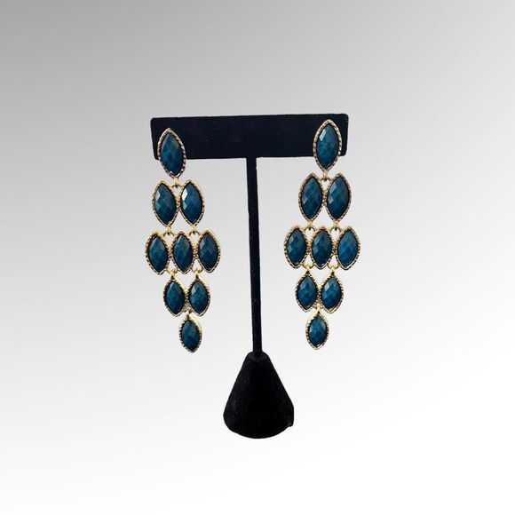 AMRITA SINGH GoldTone Blue Chandelier Dangle Earrings - Picture 1 of 5